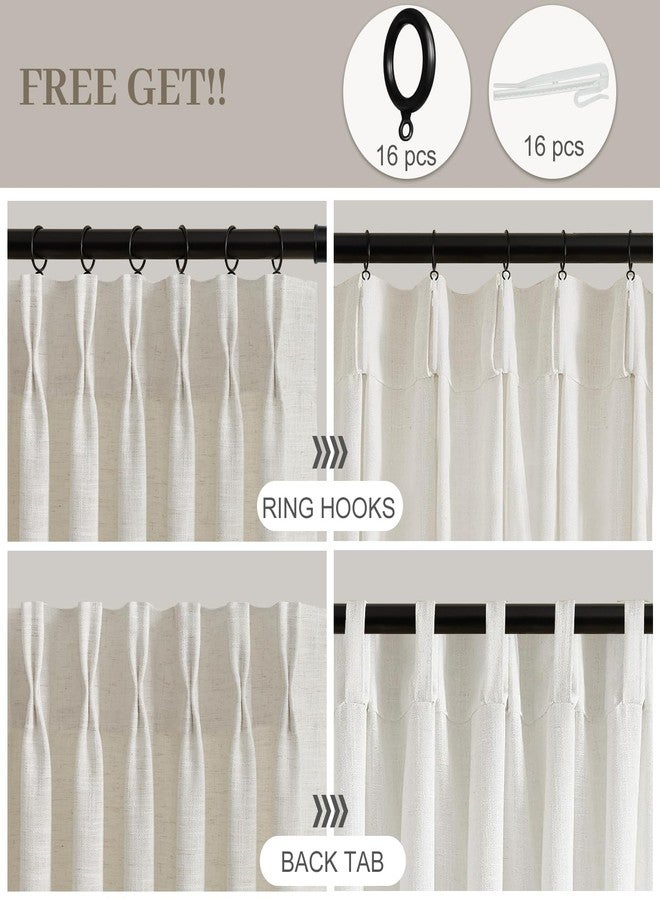 IVAPUPU 90 Inch Curtains Pinch Pleated 2 Panels for Living Room, Semi Sheer Memory Trained Light Filtering Linen Blend Pinch Pleat Curtain with Rings Back Tab Drapes for Bedroom Dining Room, 40x90, Natural - Image 3